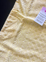 Boys Light Yellow Color Kurta Pajama in Georgette material with Lucknowi Chikankari Work | | Chikankari Kurtas for Kids, Infants - Kaash