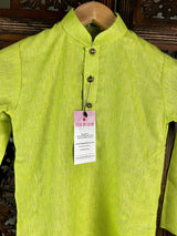 Parrot Green Boys Cotton 2-piece kurta pajama set for boys with cotton kurta with churidar pajama — Kaash Collection