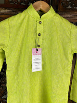 Boys Parrot Green Cotton Kurta Pajama for Set - Kaash