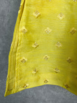 Boys Raw Silk Lime Color Kurta Pajama Set with Embroidery and Sequence Work | Kids Festive Wear | Kids Wear | Boys Ethnic Wear | Kids Wear - Kaash