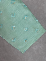 Boys Raw Silk Sea Green Kurta Pajama Set with Embroidery and Sequence Work | Kids Festive Wear | Kids Wear | Boys Ethnic Wear | Kids Wear - Kaash