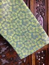 Boys Soft Silk Light Parrot Green Kurta Pajama in Floral Design with White Cotton Churidar Pajama - Kaash