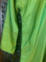 Boys Soft Silk Mehndi Green Green Kurta with White Cotton Churidar Pajama - Kaash