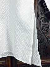 Boys White Lucknowi Chikankari Kurta Pajama for Boys | Pure Cotton - Kaash