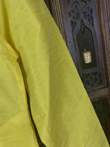 Bright Lemon Yellow Color Raw Silk Indian Men Short Kurta - Kaash