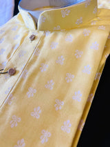 Bright Yellow Color Premium Pure Cotton Kurta Pajama Set for Men | Cotton Men Kurtas | Haldi Kurta for Weddings - Kaash