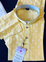 Bright Yellow Color Premium Pure Cotton Kurta Pajama Set for Men | Cotton Men Kurtas | Haldi Kurta for Weddings - Kaash
