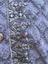 Chikankari Embroidery Light Grey Kurta for Men | Mirror Work & Hand-Block Prints | Kurta Pajama Set in USA | Ships from California | Kaash Kurtas - Kaash