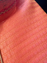 Dark Coral men's kurta pajama in soft silk with small embroidery buttis with neckline detail — Kaash Collection