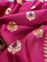 Dark Pink Banarasi Silk Saree Meenakari Work with grand pallu - Kaash