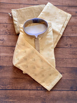 Designer Beige Gold Silk Men Kurta Pajama Set with Zari Embroidery design - Kaash