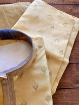 Designer Beige Gold Silk Men Kurta Pajama Set with Zari Embroidery design - Kaash