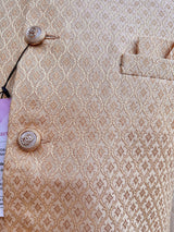 Designer Gold Modi Nehru Jacket For Men in Soft Banarasi Silk | Waist Coat | Jacket for Kurta | Gift For Him | Indian Wedding - Kaash