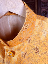 Designer Mango Yellow Modi Nehru Jacket For Men | Waist Coat | Jacket for Kurta | Gift For Him | Wedding Kurta | Kaash Collection - Kaash