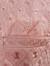 Pastel Peach men's Nehru/Modi jacket in soft silk with chikankari embroidery on neckline — Kaash Collection
