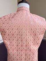 Designer Pastel Peach Modi Nehru Jacket For Men | Waist Coat | Jacket for Kurta | Wedding Jackets for Kurtas | Designer Kurta Jackets - Kaash
