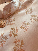 Light Peach men's Nehru/Modi jacket in silk (non-pure) with floral weave & embroidery — Kaash Collection