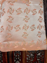 Light Peach men's Nehru/Modi jacket in silk (non-pure) with floral weave & embroidery — Kaash Collection