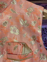 Designer Peach Modi Nehru Jacket For Men - Kaash