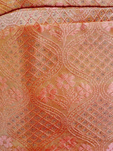 Peachy Pink men's Nehru/Modi jacket in raw silk with floral design with subtle zari — Kaash Collection