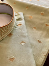 Pista Green men's kurta pajama in silk with zari-weave design with lining — Kaash Collection