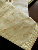 Pista Green men's kurta pajama in silk with zari-weave design with lining — Kaash Collection