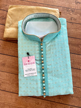 Designer Sea Blue Soft Silk Kurta with embroidery & zari work | Light Weight | Soft Silk Kurta with Lining | Wedding Wear | Kaash Collection - Kaash