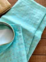 Designer Sea Blue Soft Silk Kurta with embroidery & zari work | Light Weight | Soft Silk Kurta with Lining | Wedding Wear | Kaash Collection - Kaash