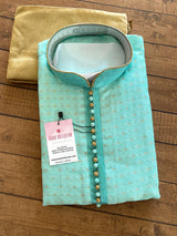 Designer Sea Blue Soft Silk Kurta with embroidery & zari work | Light Weight | Soft Silk Kurta with Lining | Wedding Wear | Kaash Collection - Kaash