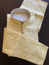 Designer Yellow Soft Silk Kurta with embroidery & zari work | Light Weight | Soft Silk Kurta with Lining | Wedding Wear | Kaash Collection - Kaash