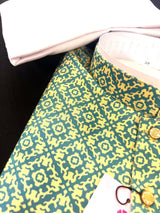 Digital Printed Kurta in Soft Silk Kurta in Green and Yellow Color | Men Ethnic Wear | Navratri Special Kurtas | Dandiya Special Kurta - Kaash