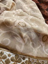 Dual Tone Georgette Saree in Brown and Beige Color - Kaash