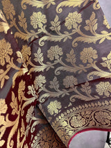 Eggplant Color Banarasi Soft Silk Light Weight Dupatta | Indian Dupatta | Silk Dupatta | Stole | Scarf | Gift For Her| Kaash - Kaash