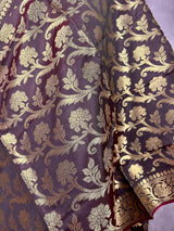 Eggplant Color Banarasi Soft Silk Light Weight Dupatta | Indian Dupatta | Silk Dupatta | Stole | Scarf | Gift For Her| Kaash - Kaash