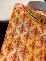 Exclusive and Premium Designer Yellow Color Chikankari Embroidery Men Kurta Pajama | Sequin Work, Mirrors & Block Prints | Wedding Kurta - Kaash