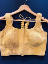 Gold Color Brocade Readymade Blouse | Sleeveless Blouse | Read to Wear Blouses | Blouses for Sarees | Kaash Collection - Kaash