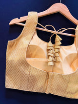 Gold Color Brocade Readymade Blouse | Sleeveless Blouse | Read to Wear Blouses | Blouses for Sarees | Kaash Collection - Kaash