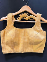 Gold Color Brocade Readymade Blouse | Sleeveless Blouse | Read to Wear Blouses | Blouses for Sarees | Kaash Collection - Kaash