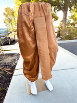 Gold ready-to-wear men's dhoti pants in raw silk (non-pure) — Kaash Collection