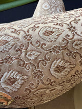 Gold handmade men's jutti / mojari wedding shoes in brocade with traditional brocade weaving — Kaash Collection