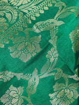 Green Banarasi Floral Soft Silk dupatta with Muted Gold Zari Weaving - Kaash