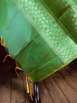 Green Color Benarasi Handwoven Semi Silk Dupatta with Muted Gold Zari Weaving | Dupatta | Stole | Scarf | Dupattas for Wedding - Kaash