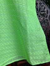 Green Color Cotton Kurta Pajama Set for Boys with Lucknowi Chikankari Work - Kaash