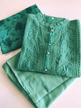 Green Color Georgette Lucknowi Palazzo Suit - Kaash