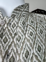 Greenish Grey Ikkat Digital Printed Linen Silk Kurta Pajama - Kaash