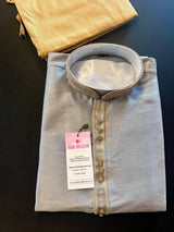 Grey Color Soft Silk Men Kurta Pajama | Mens Ethnic Wear| Indian Wedding Wear Kurta Pajama | Kurta Pajama for Men | Festival Collection - Kaash