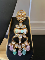 Handcrafted Choker Set with Cloisonne Enamel and sliver folied Polki and Kundan with Monalisa Beads - Kaash