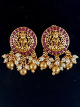 Handmade Antique Gold Finish Choker and Earrings Set with Laxhmi Image | Stones and Pearls | Choker Set | Indian Jewelry | Handmade Jewelry - Kaash