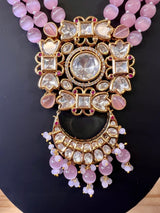 Handmade Statement Long Necklace in Tayani Kundan with Monalisa Beads | Kundan Jewelry | Bollywood Style Wedding Party Jewelry - Kaash
