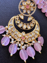 Handmade Statement Long Necklace in Tayani Kundan with Monalisa Beads | Kundan Jewelry | Bollywood Style Wedding Party Jewelry - Kaash